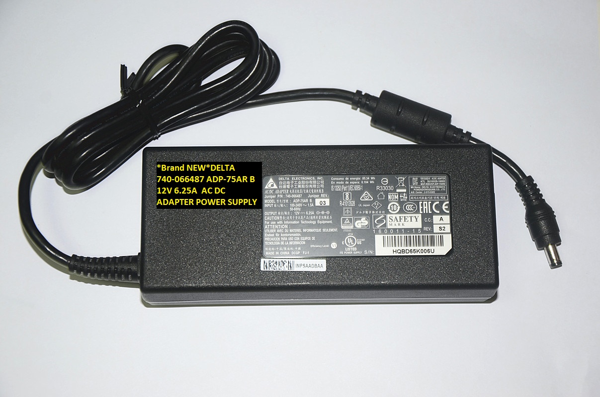 *Brand NEW*740-066487 DELTA ADP-75AR B 12V 6.25A AC DC ADAPTER POWER SUPPLY